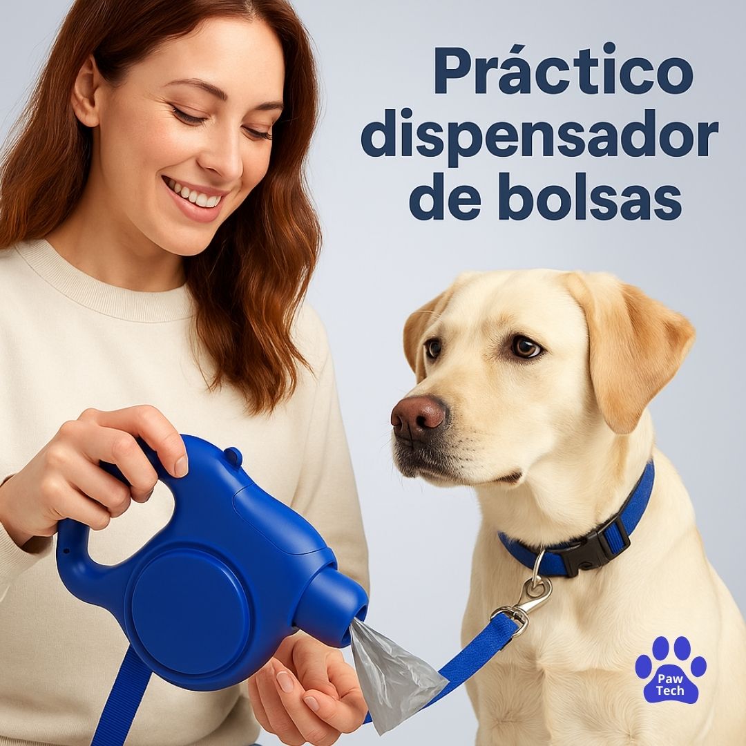 PawTech |Lazo Multifuncional 5 en 1 Lleva todo lo que tu peludo necesita en una sola mano