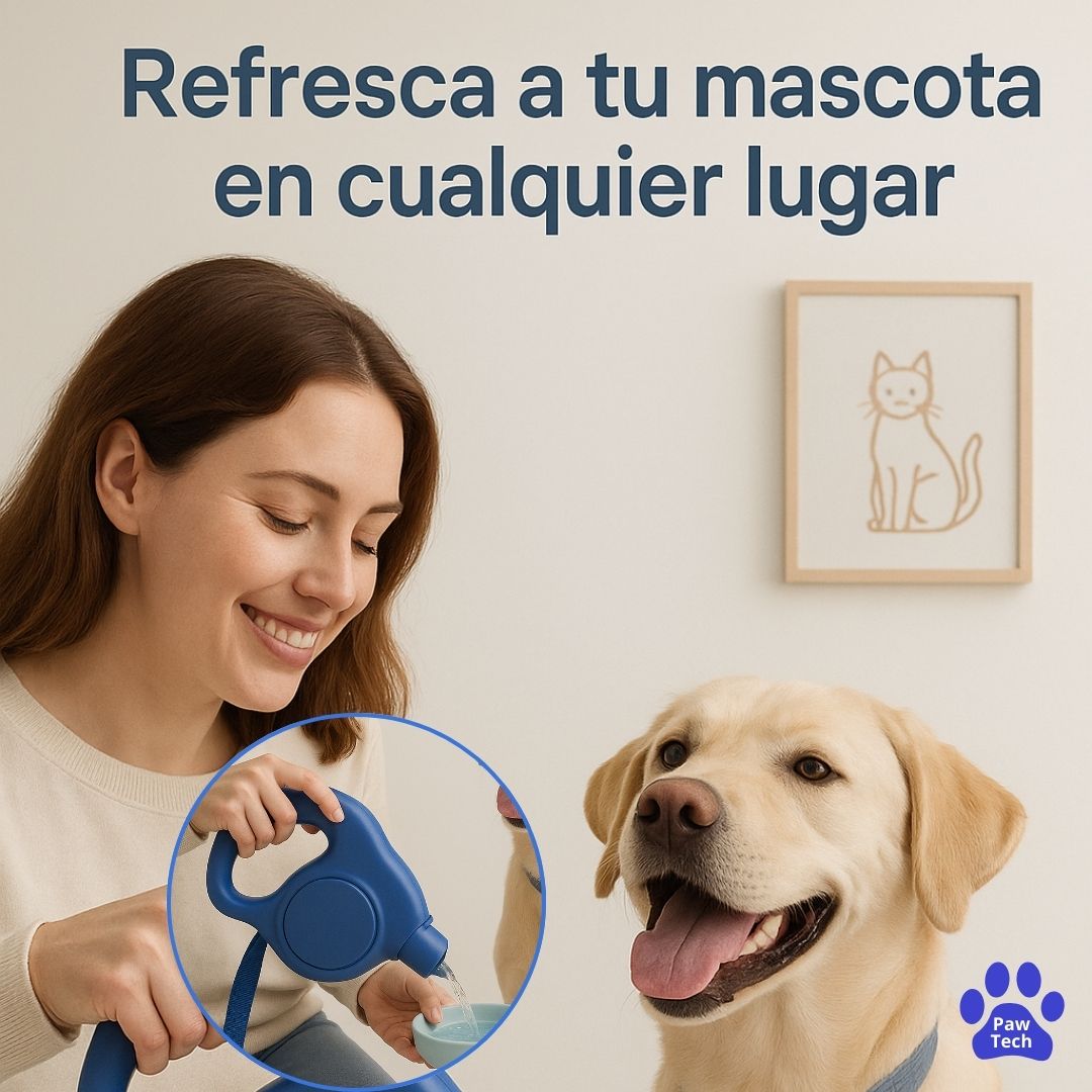PawTech |Lazo Multifuncional 5 en 1 Lleva todo lo que tu peludo necesita en una sola mano