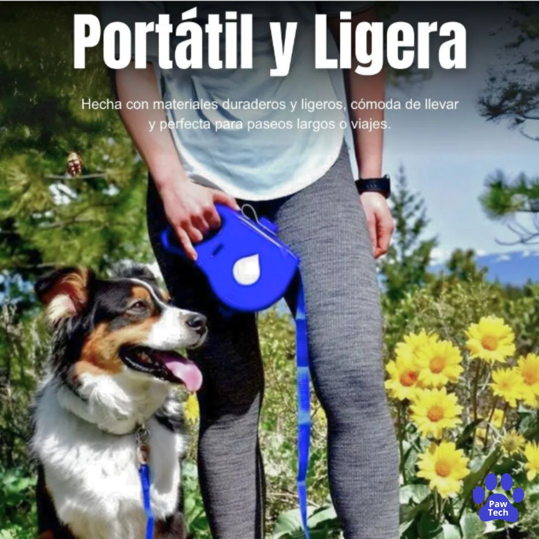 PawTech |Lazo Multifuncional 5 en 1 Lleva todo lo que tu peludo necesita en una sola mano