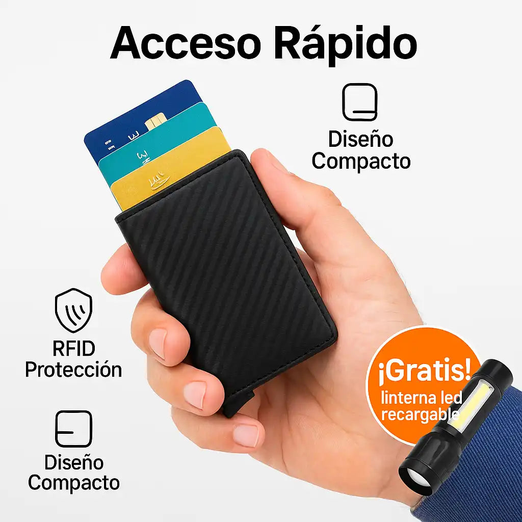 SmartWallet™ - Billetera moderna y segura para papá | El regalo ideal para proteger tarjetas y ahorrar espacio.