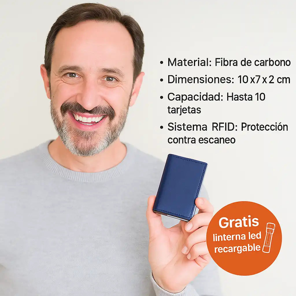 SmartWallet™ - Billetera moderna y segura para papá | El regalo ideal para proteger tarjetas y ahorrar espacio.