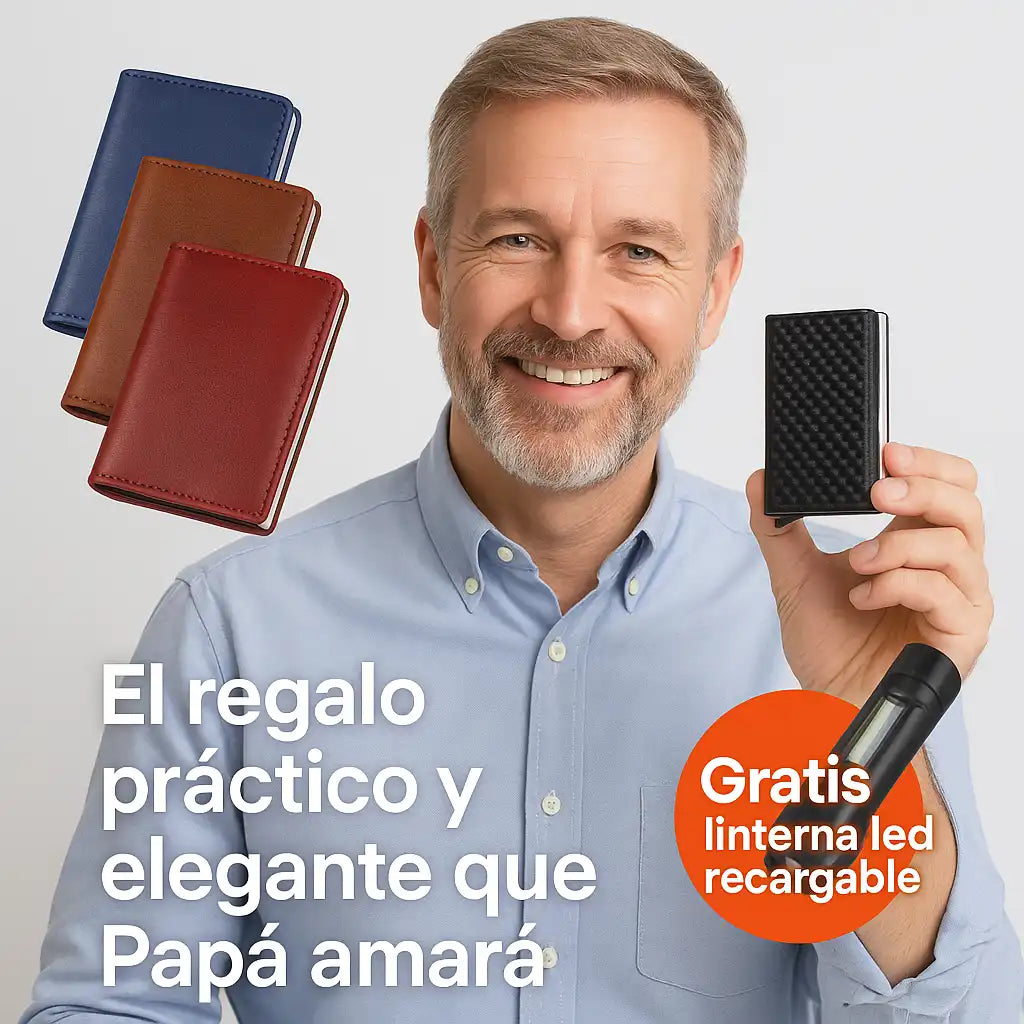 SmartWallet™ - Billetera moderna y segura para papá | El regalo ideal para proteger tarjetas y ahorrar espacio.