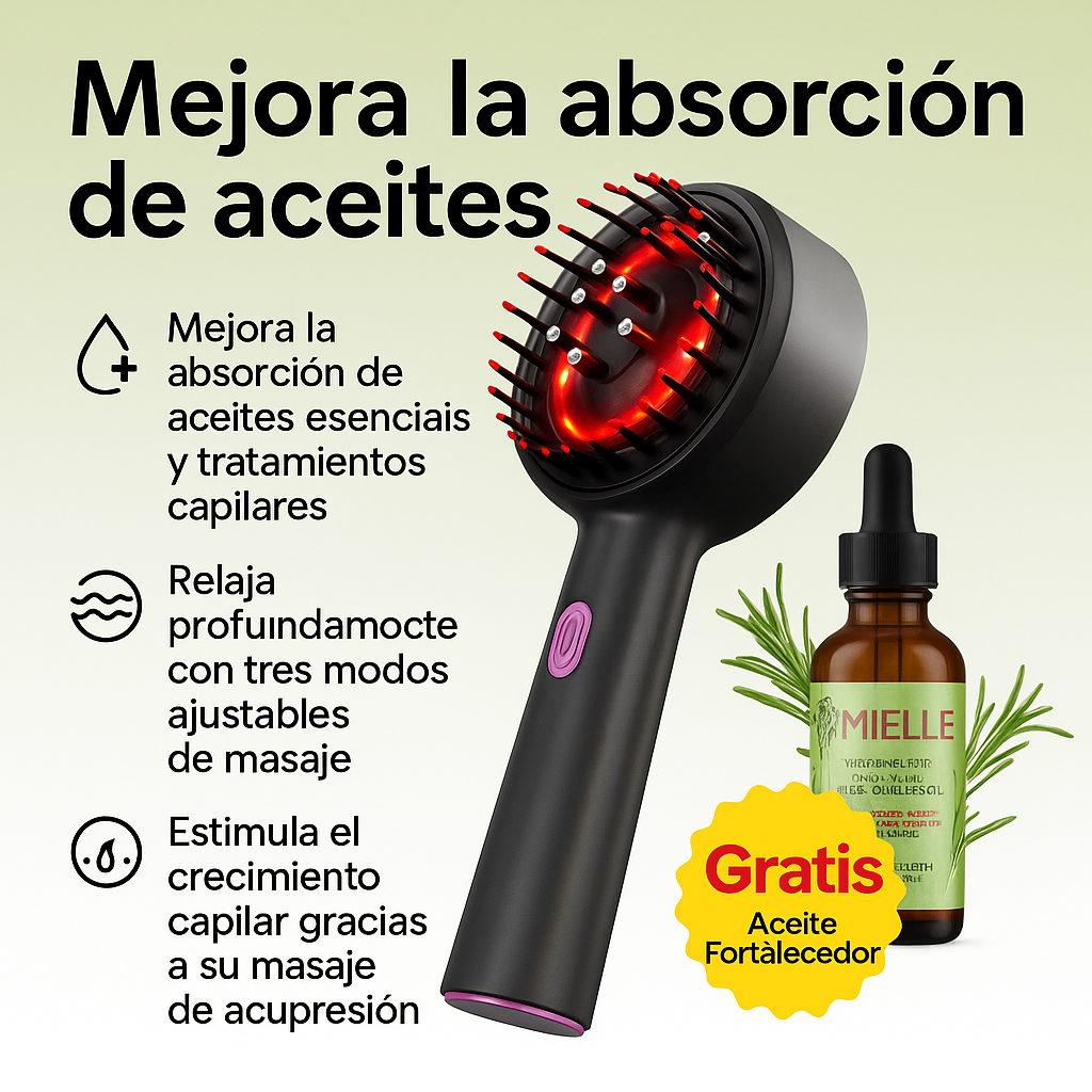 HairCare Pro™ - Cepillo Masajeador Eléctrico | Estimula el crecimiento y ayuda a revitalizar tu cuero cabelludo.