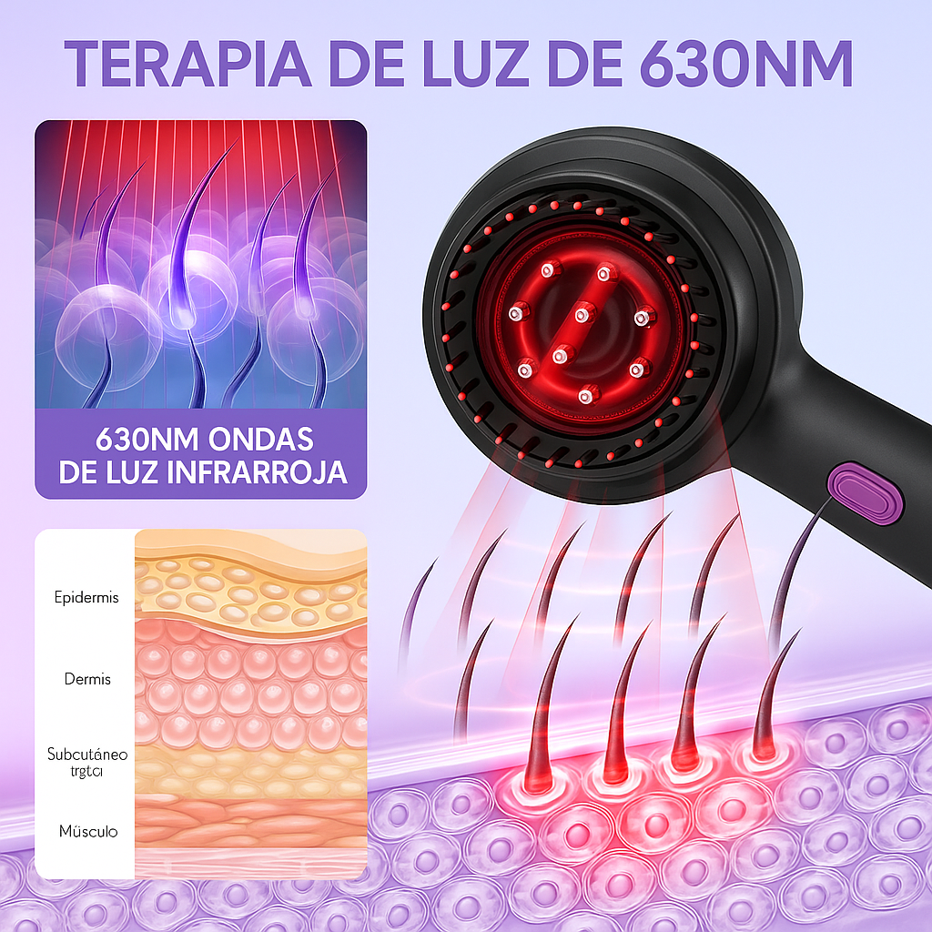 HairCare Pro™ - Cepillo Masajeador Eléctrico | Estimula el crecimiento y ayuda a revitalizar tu cuero cabelludo.