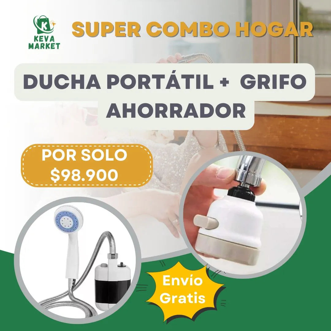 Combo: Ducha Portátil Multifuncional + Grifo Ahorrador