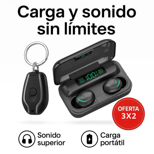 PowerCombo® | Audífonos + Mini Powerbank – Carga y sonido sin límites donde estés