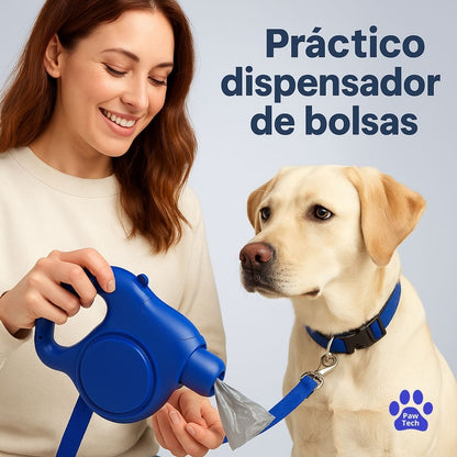 PawTech |Lazo Multifuncional 5 en 1 Lleva todo lo que tu peludo necesita en una sola mano