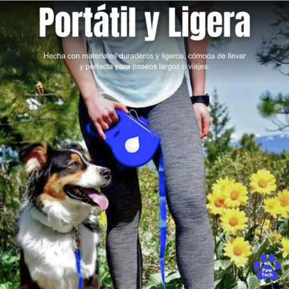 PawTech |Lazo Multifuncional 5 en 1 Lleva todo lo que tu peludo necesita en una sola mano