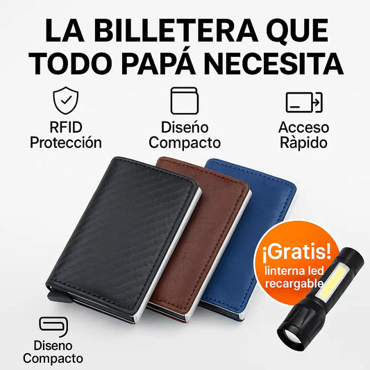 SmartWallet™ - Billetera moderna y segura para papá | El regalo ideal para proteger tarjetas y ahorrar espacio.
