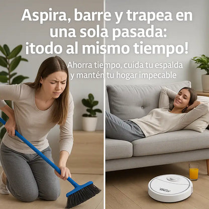 CleanBot® – Robot Aspiradora 3 en 1 Inteligente Limpieza sin esfuerzo, casa reluciente todo el día